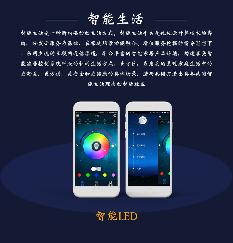 智能家居LED燈4G通信WIFI藍(lán)牙物聯(lián)控制系統(tǒng)軟件APP小程序定制開發(fā)